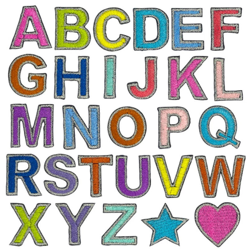 Multicoloured Letter Patch Iron or Sew on Alphabet Embroidery Customise 3cm