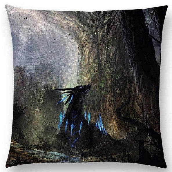 Dragon Cushion Cover Fantasy Mystical Magic Dragon Cushions 18" x 18" - 8