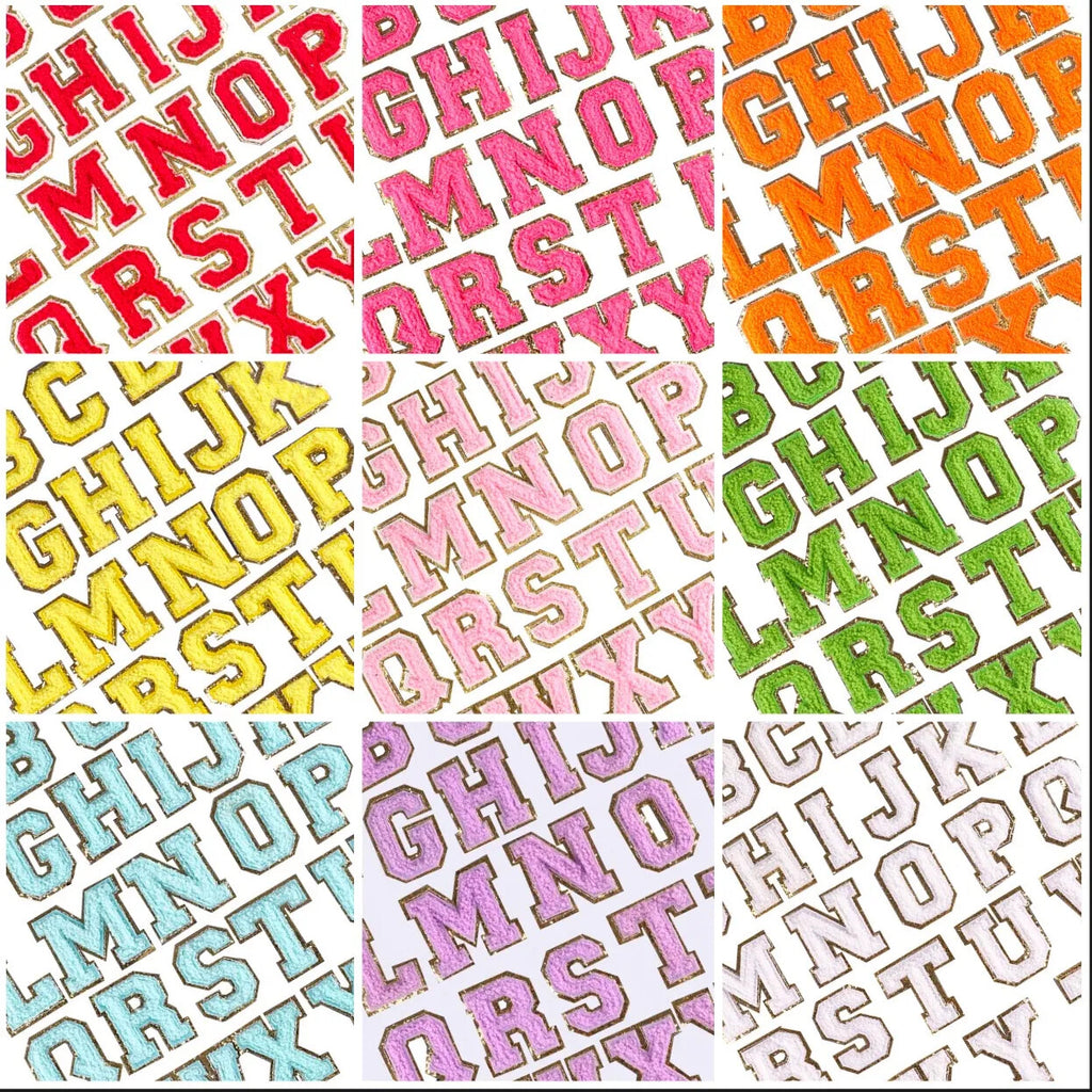 3D Multicolour & Gold Chenille Patch Letter Patches Iron on Alphabet 5.5cm