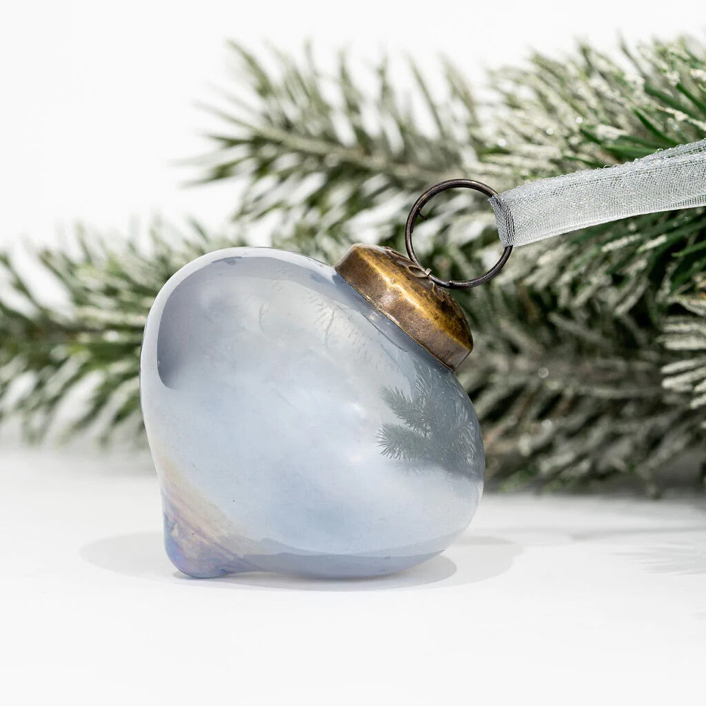 Medium Glass Handcrafted Baubles Premium Traditional Christmas Tree Bauble 5-7cm - Smoke Lustre Glass Lantern - 1 Bauble