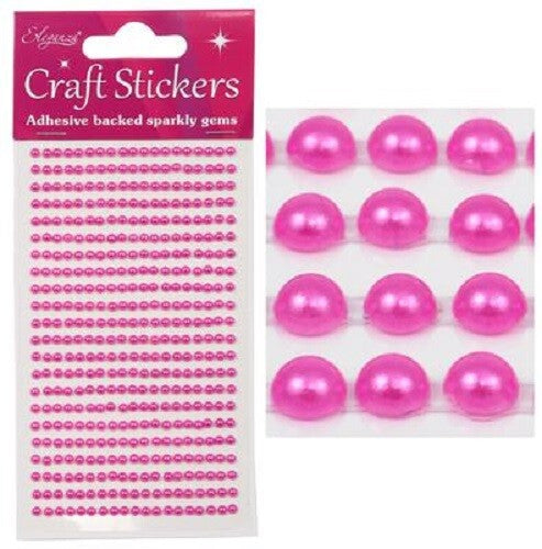 3D Stickers Pearl Dots Sparkly Glitter Gem Card Craft Wedding Self Adhesive - 3mm Fuchsia (418 gems)