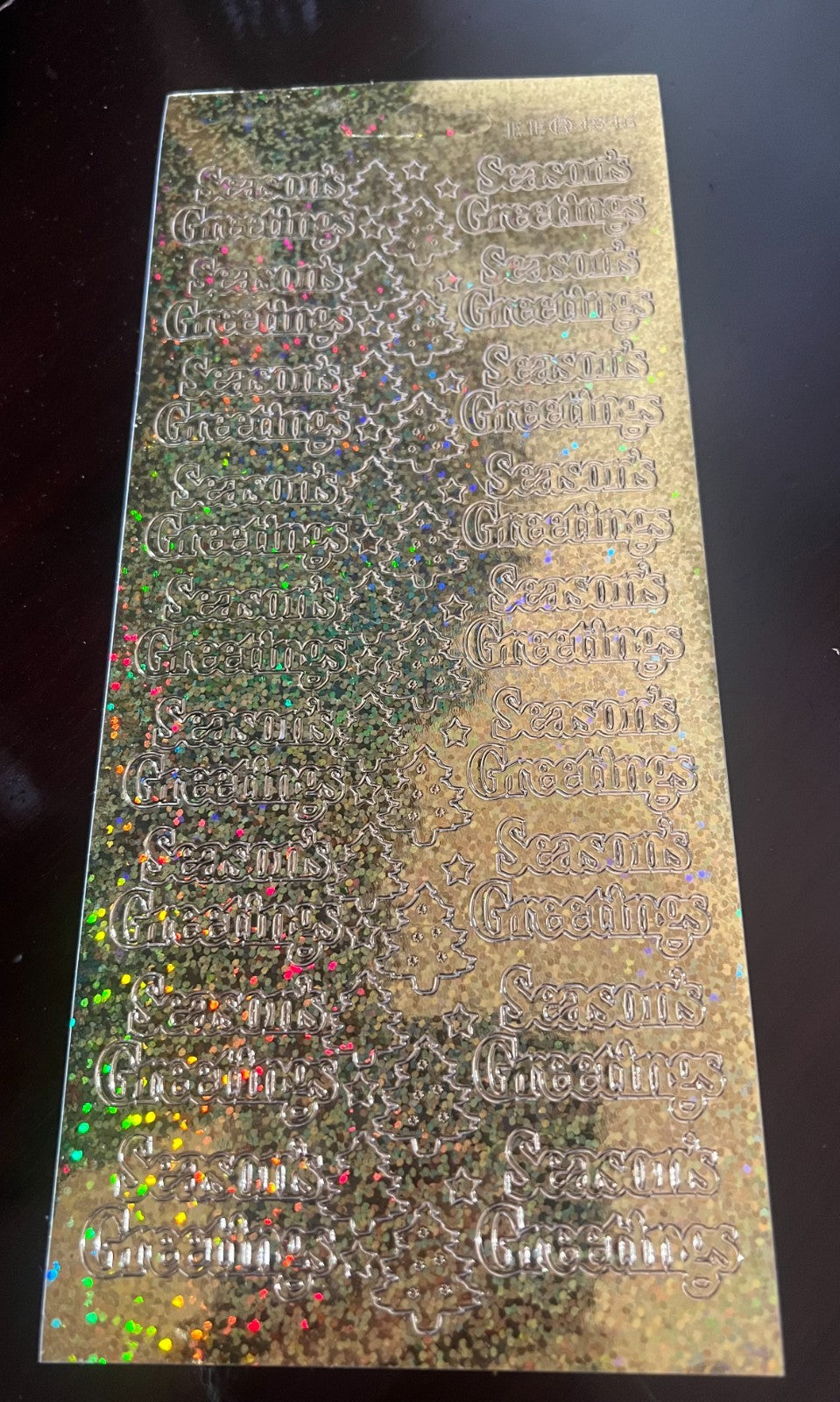 Diamond Sparkle Seasons Greetings Christmas Peel Off Sticker Craft Stickers - Gold