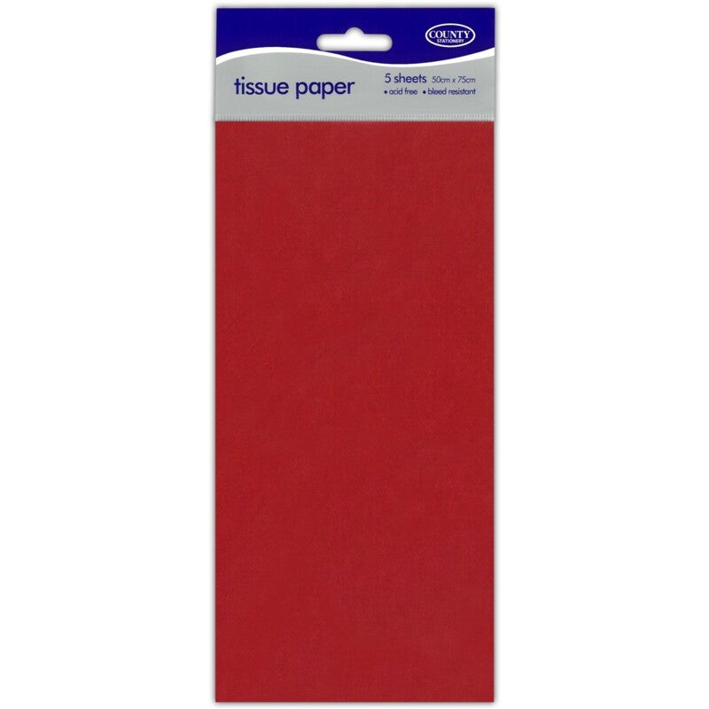 Large 5 Sheets Tissue Paper High Quality Acid Free 50cm x 75cm Craft Wrap Gift - Red