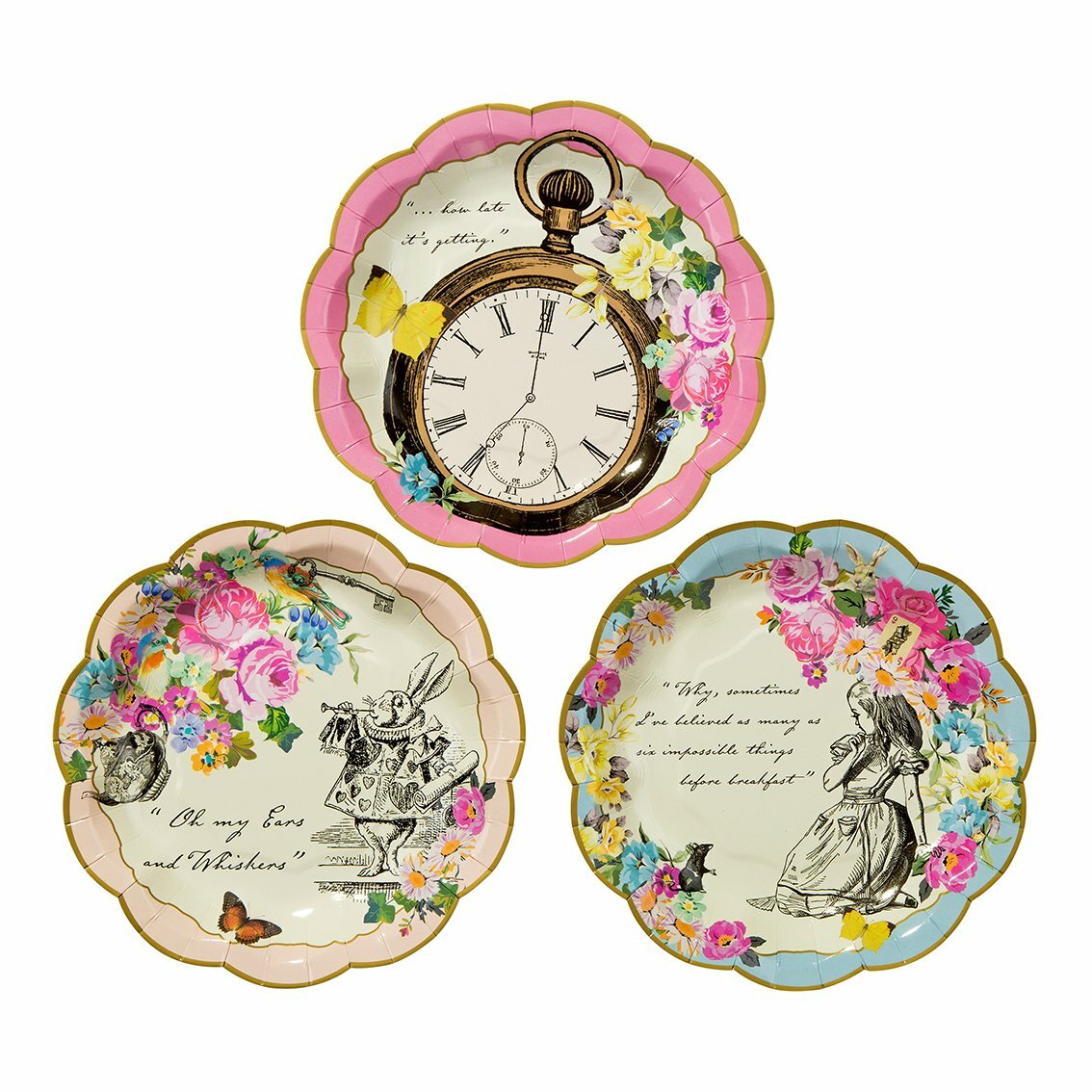 Unicorn Animals Alice Wonderland Party Plates Children's Party Table Decorations - Truly Alice Plates 12 Pack - 18cm Diameter