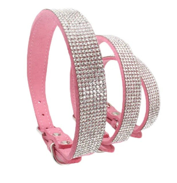 Suede Rhinestone Dog Collar Diamante Puppy Yorkie Teacup Chihuahua & Upwards
