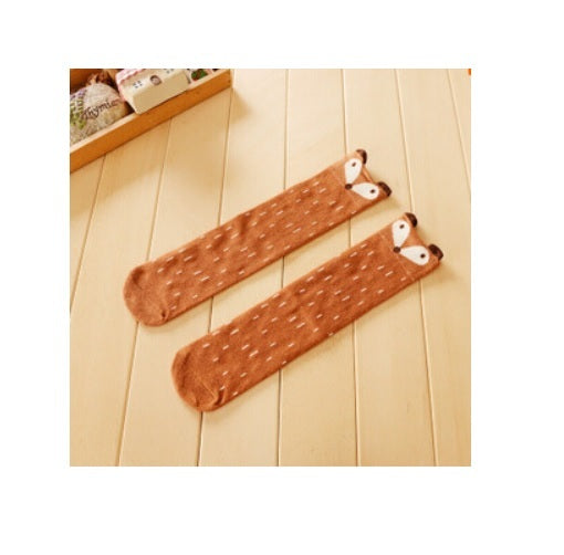Children's Fashion Knee High Fox Socks Cute 1-6 Years Various Sizes Leg Warmers - Chestnut