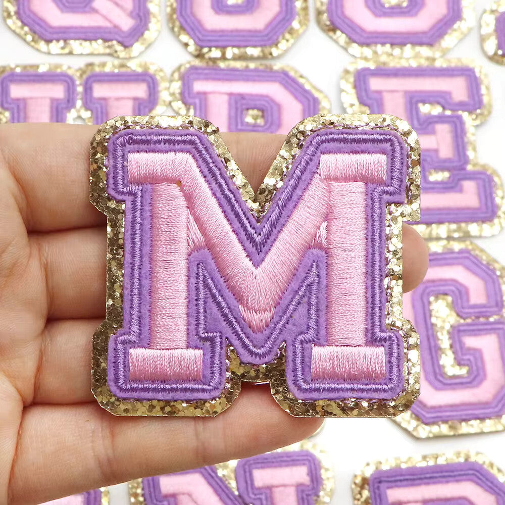 3D Gold & Coloured Patch Embroidered Letter Patches Iron on Alphabet 6cm
