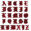 Red Black Old English Medieval Letter Patch Patches Iron on Alphabet Embroidery