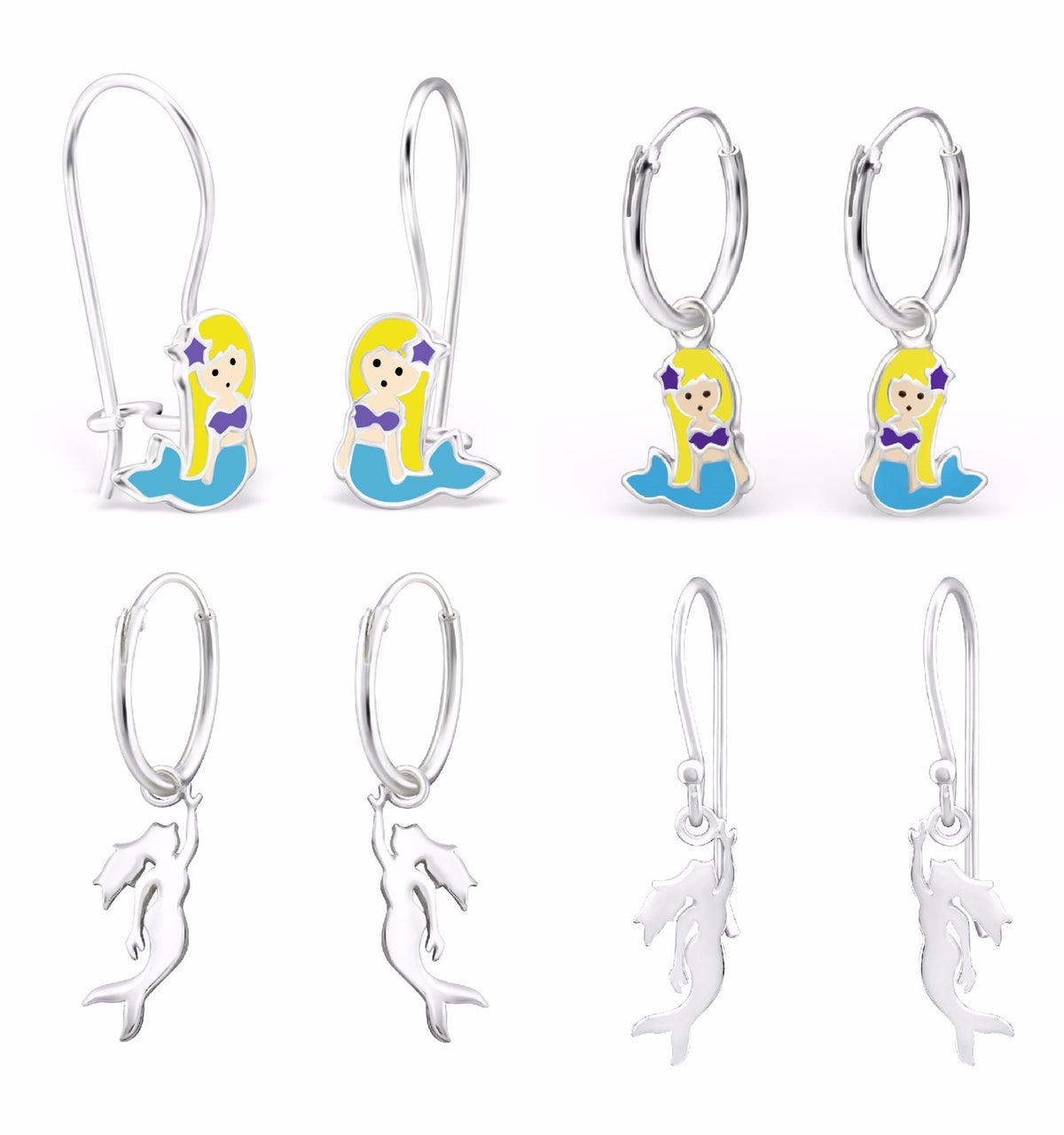 925 Sterling Silver Magical Mermaid Hoop Earrings & Gift Box