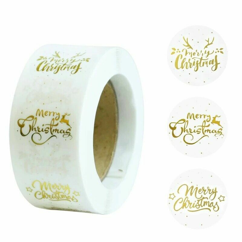 Merry Christmas Clear Happy Xmas Labels Stickers Gift Craft Sticker 2.5cm