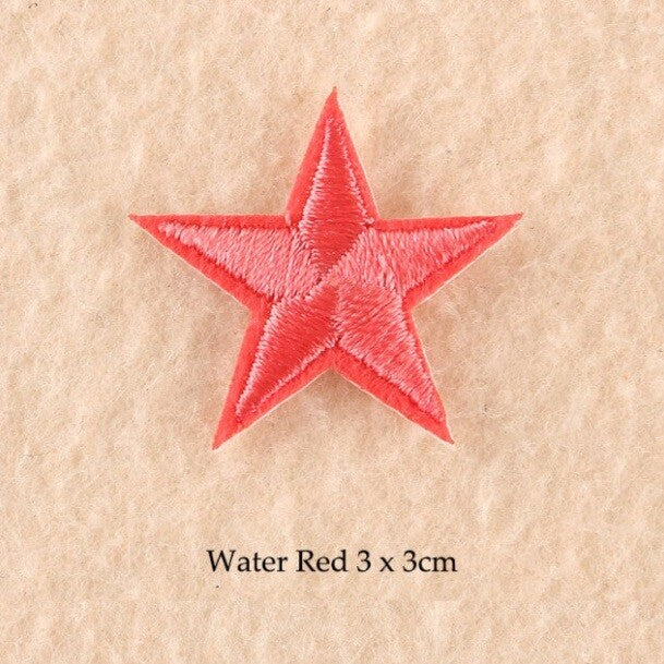 10 x Star Iron On Patch Sew On Star 3cmx3cm Applique Patches - 33 Colours - Coral
