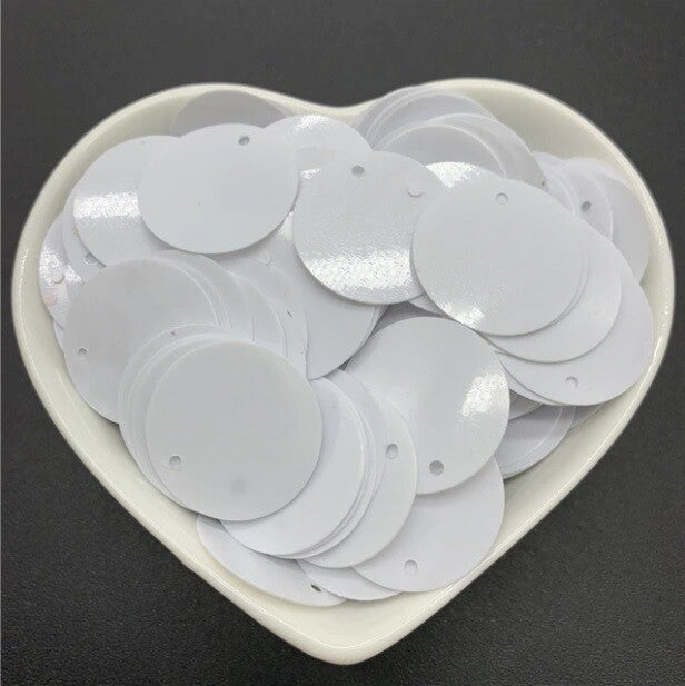 200 x Large Round 20mm Loose Sequin Flat Sewing Trim Costume Craft - 23 COLOURS - White