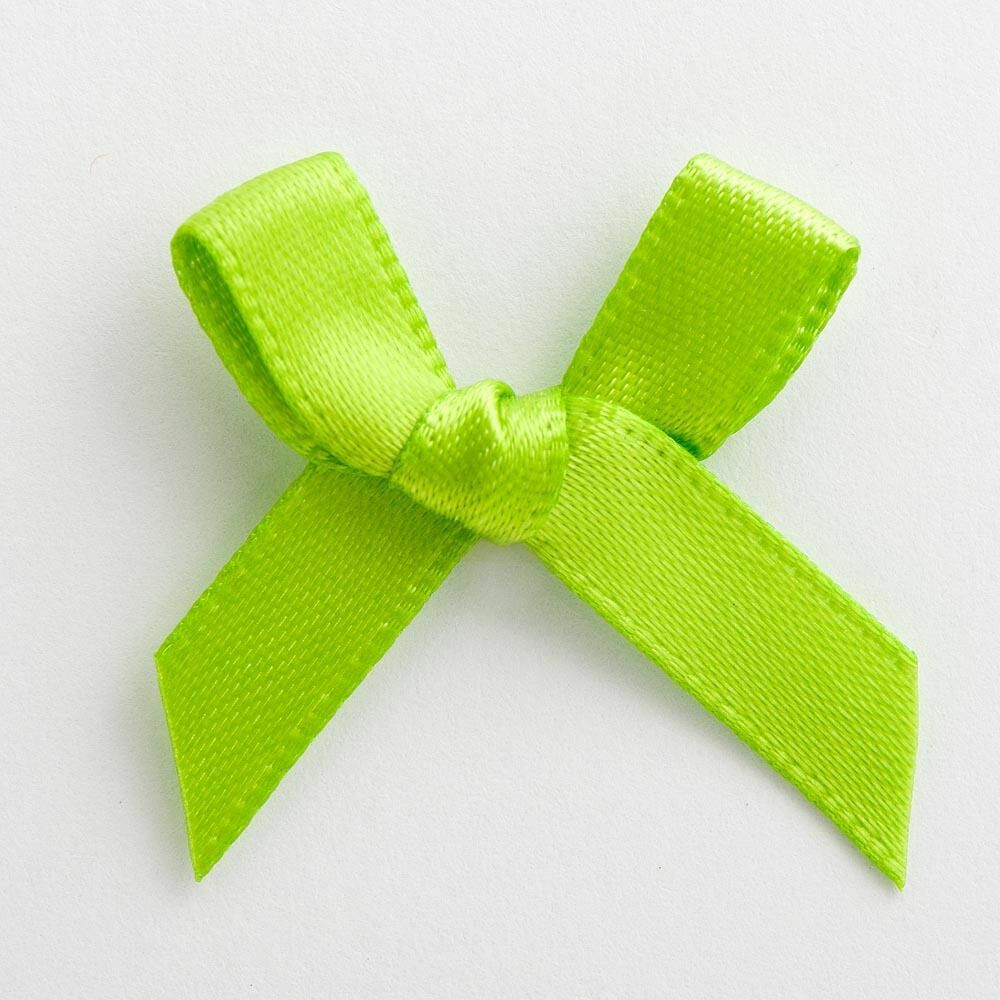 3cm Satin Bows 6mm Bow Pre Tied Ribbon Sewing Crafts Wedding Cards Scrapbook - Lime Green