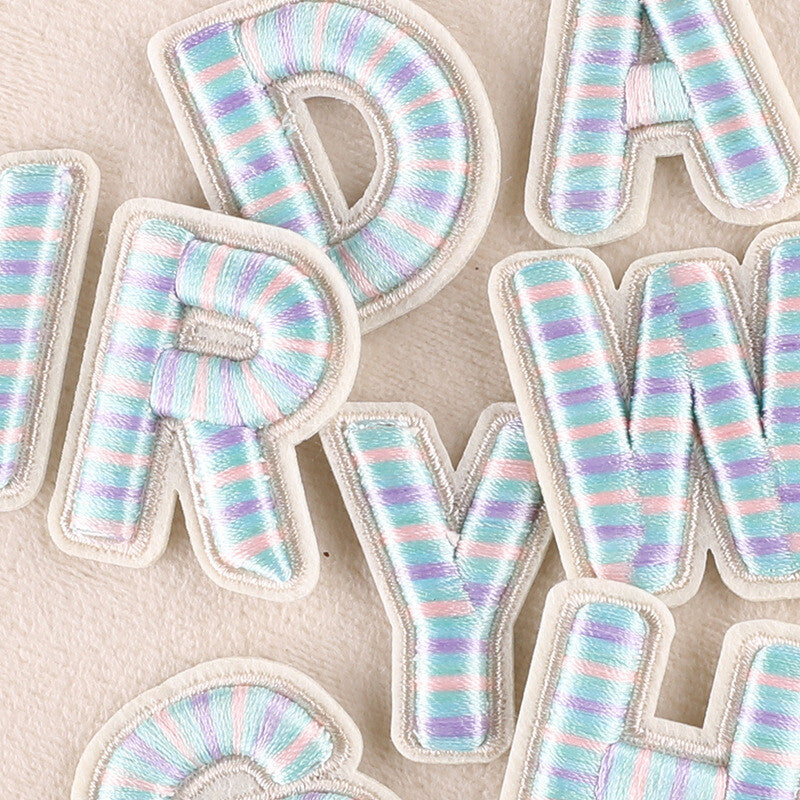 3D Blue Pink Purple Letter Patch Patches Iron on Sew on Alphabet Letters 4cm