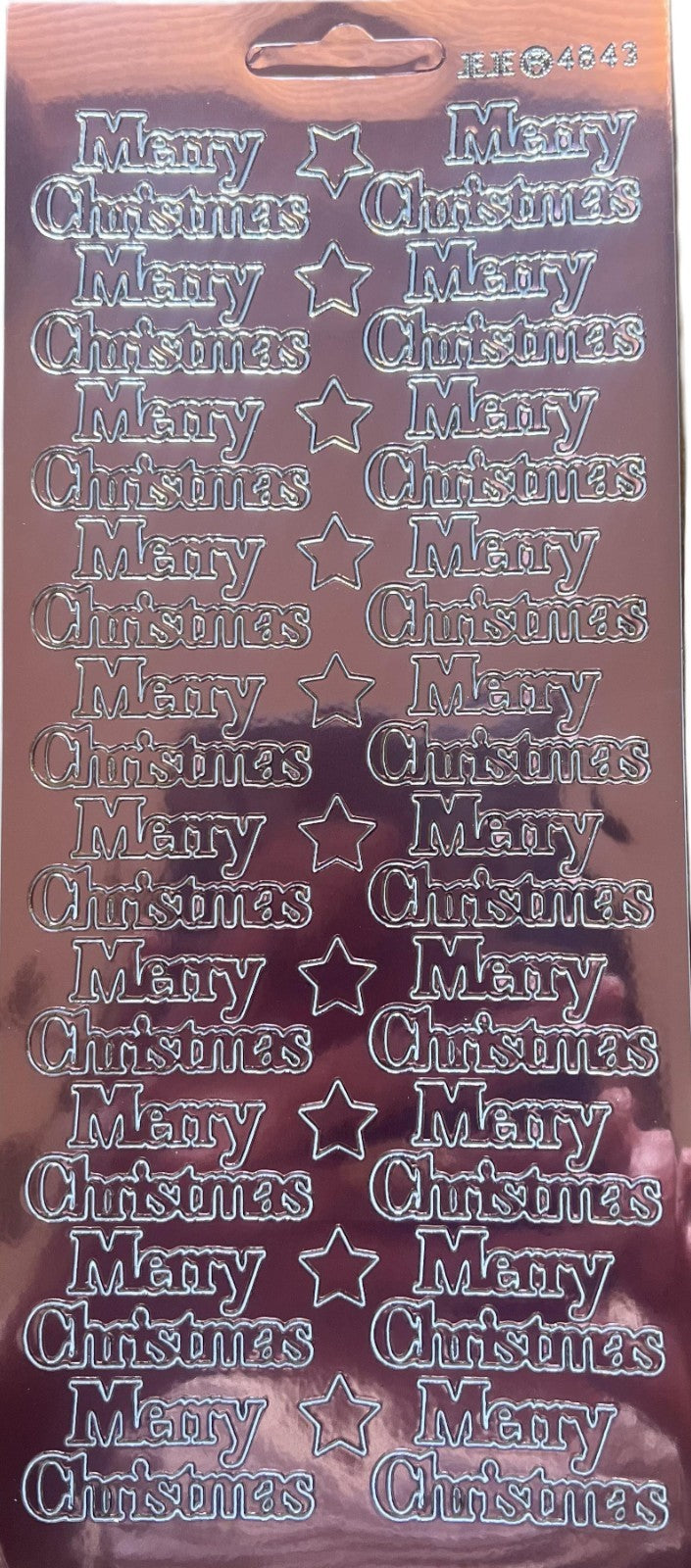 10 Sheets - Salmon Peach Mirror Shine Merry Christmas Peel Off Stickers