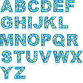5cm Blue Letter Flower Patch Iron on Alphabet Flowers Patches Customise Clothes