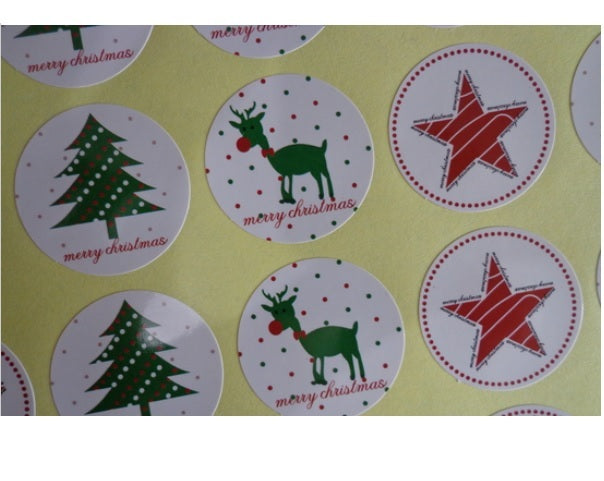 3 Designs 'Merry Christmas' Reindeer Gift Seal Christmas Present Stickers