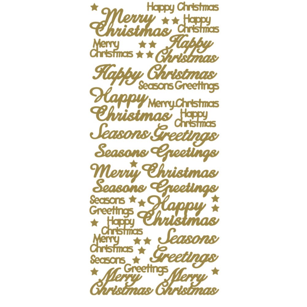 Merry Christmas Happy Christmas Peel Off Sticker Card Making Craft Stickers - Greetings Gold (2.3550)
