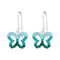 925 Sterling Silver Crystal Butterfly Stud Earrings & Gift Box - Aqua