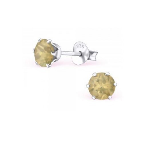 925 Sterling Silver Crystal Studs Earrings Wedding Birthday Christmas - Sand Opal