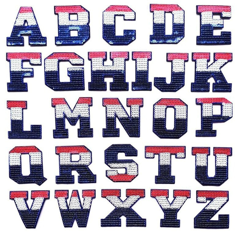 Alphabet Letters Patch Letter Sequins Iron on Clothing Embroidery 4.5cm