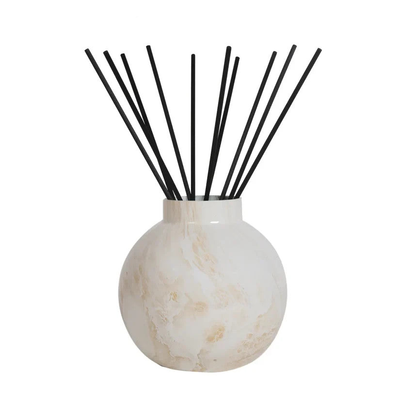 Large Marbled Glass Reed Diffuser Vase with 50 Reeds Aroma Holds up to One Litre - Valencia