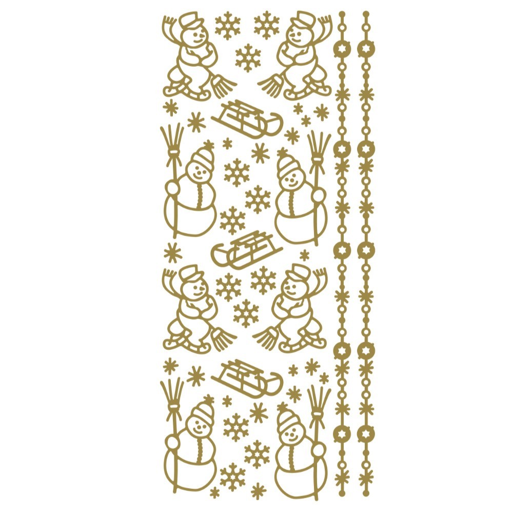 Christmas Peel Off Sticker Snowflake Star Santa Reindeer Snowman Craft Stickers - Snowman Gold (330400)