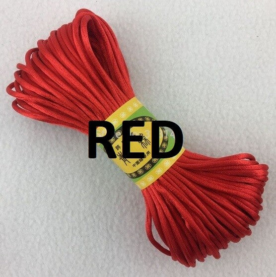 Cord Silky Satin Kumihimo Braiding Rattail Macrame 2mm Thick 5/10/20 Meter - Red