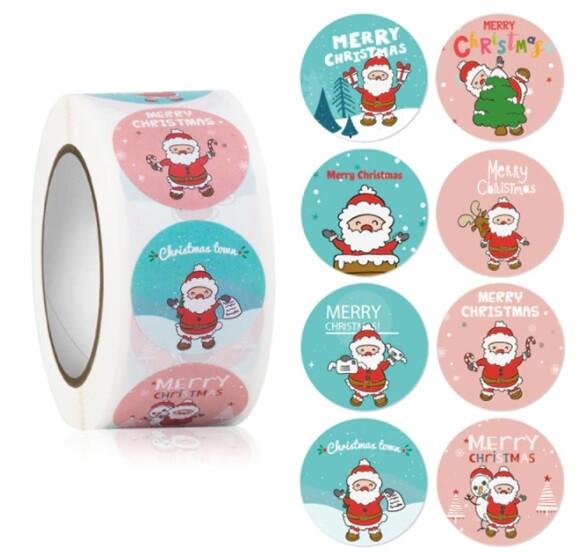 Christmas Stickers Labels Seals Gift Craft Xmas Card Making Festive Label 25mm - Design 7