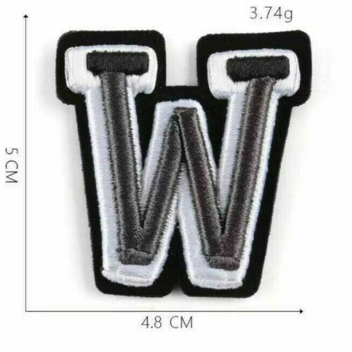 3D Varsity Letter Patch Patches Sew On Embroidered Customise Clothing Alphabet - W