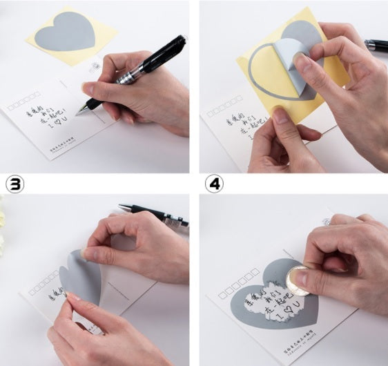 Heart Scratch Sticker Personalised Secret Message Wedding Valentine Stickers