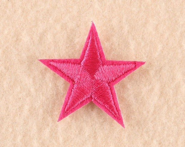 2 Fuchsia Pink Star Patches Iron On Sew On Stars Patch Embroidered Applique