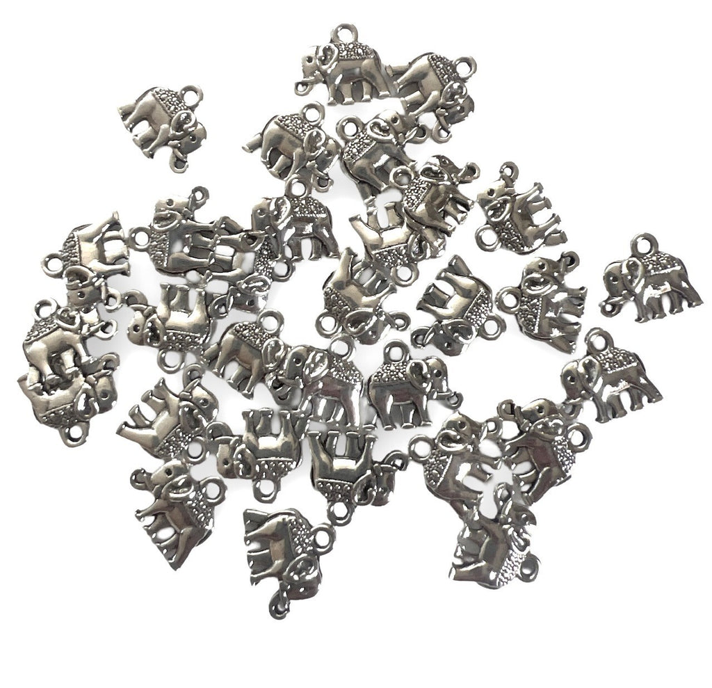 20 x Tibetan Silver Double Sided Elephant Charm Finding 14mm Jewellery Making