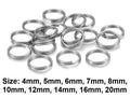 Rhodium Keyring Split Rings Key Chain Craft Jewellery Links Various Sizes 4-20mm
