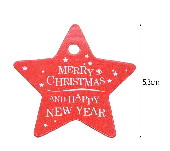 Christmas Gift Name Tags Craft Paper Gift Food Present Price Tag Tree Star - Red Star