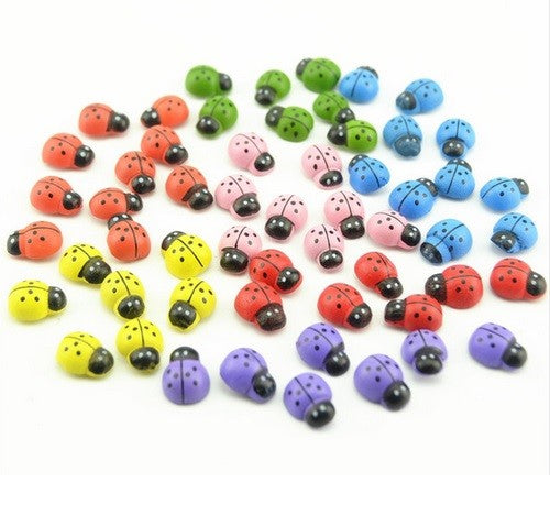 Self Adhesive Stick On Wooden Ladybird Ladybug Insect Decal Craft Decoration