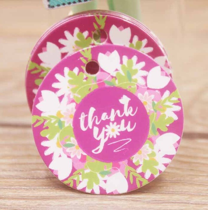 Round Tags Thank You Tag Floral Craft Gift Food Jewellery Handmade Gifts 3cm - 1