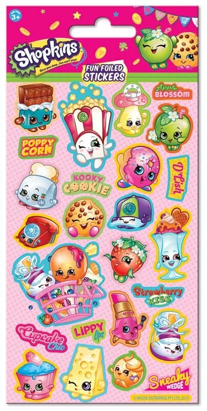 Shopkins Foil Reward Reusable Stickers Kids Party Pack Bag Filler Gift Craft - Foiled Stickers Design 2