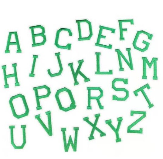 Green Letter Patch Iron or Sew on Alphabet Embroidery Customise Clothing