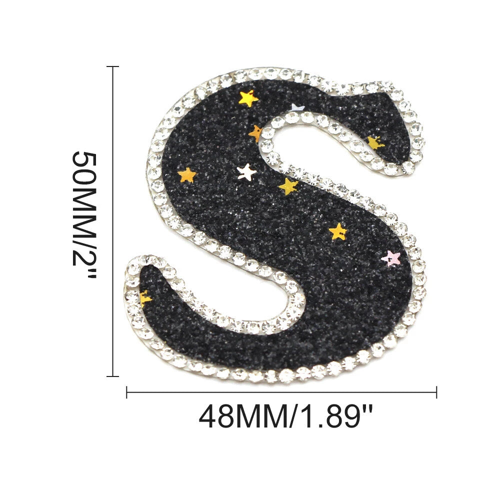 3D Multicoloured Pink Gold Glitter Letter Patch Iron on Alphabet Patches 5cm