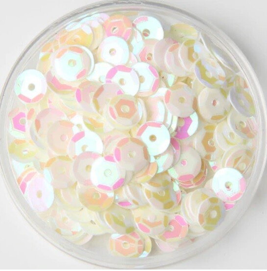 550 / 1200 Round 5mm Loose Sequin Sewing Trim Costume Sequins Craft - 36 COLOURS - AB Cream