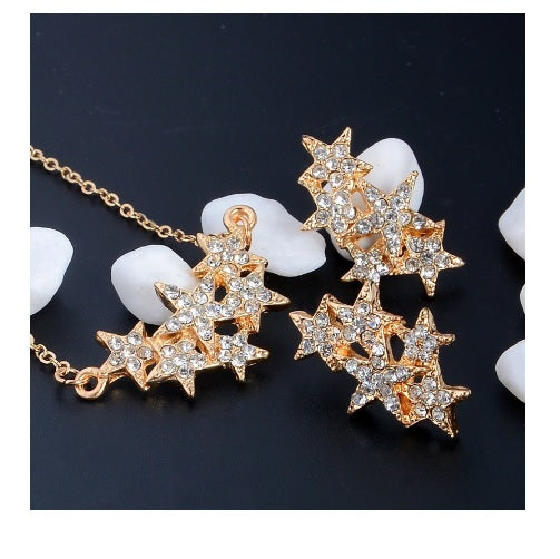 Austrian Crystal Star Celeb Bling Necklace & Earring Set