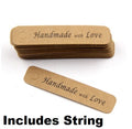 Craft Paper Long Tags Handmade with Love & String Gift Food Jewellery 7x1cm