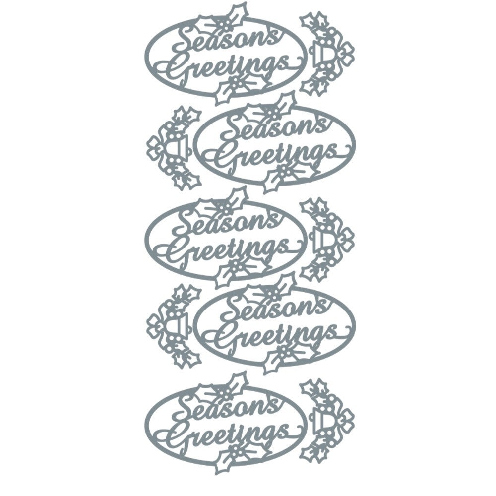 Merry Christmas Happy Christmas Peel Off Sticker Card Making Craft Stickers - Seasons Greetings Silver (1.6581)