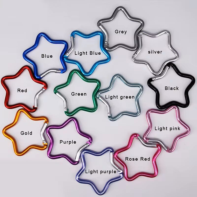 Star Shaped Carabiner Spring Clip Clasp Snap Hook Keyring Craft Toy - 10 Colours - Silver