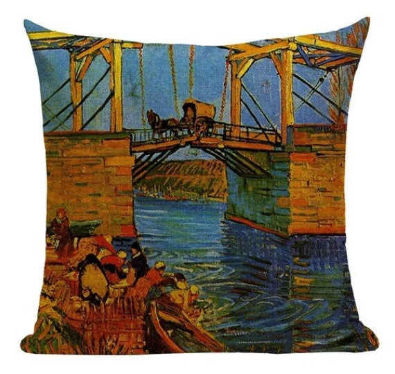 ARTIST VAN GOGH STARRY NIGHT BLOSSOM OIL PAINTING CUSHION COVERS 45x45cm - Horse & Cart