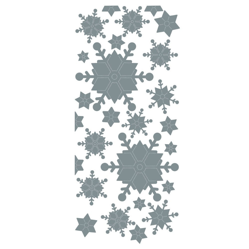 Christmas Peel Off Sticker Snowflake Star Santa Reindeer Snowman Craft Stickers - Snowflakes Silver (203101)