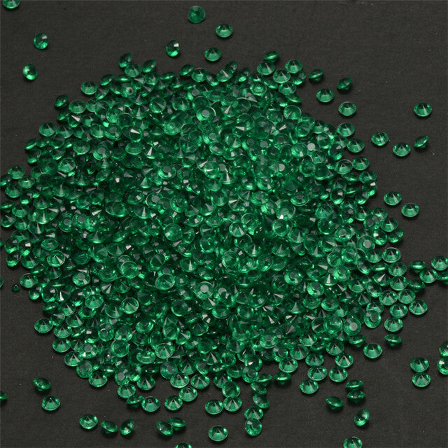 1000 Pieces - Diamond Table Scatter Confetti Gems - 10 Colours - 4mm - Craft - Green