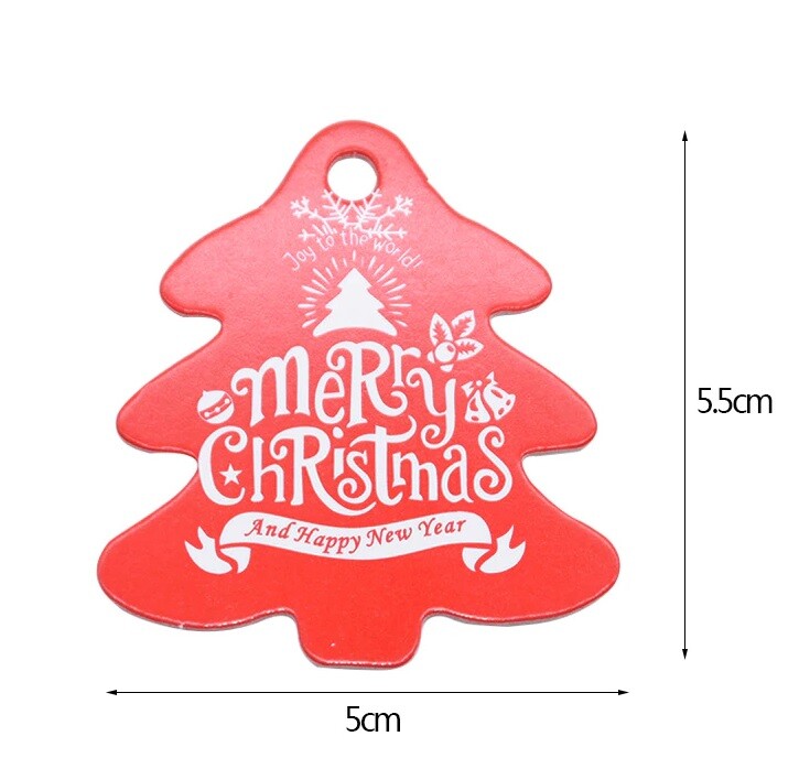 Christmas Gift Name Tags Craft Paper Gift Food Present Price Tag Tree Star - Red Tree