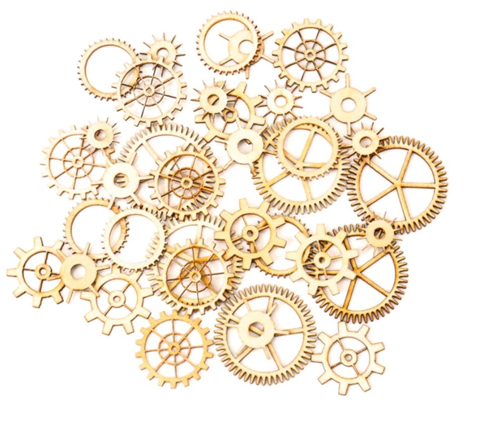 Wooden Gears Shape Craft Cogs Wood Slice Embellishments Scrapbook Steampunk